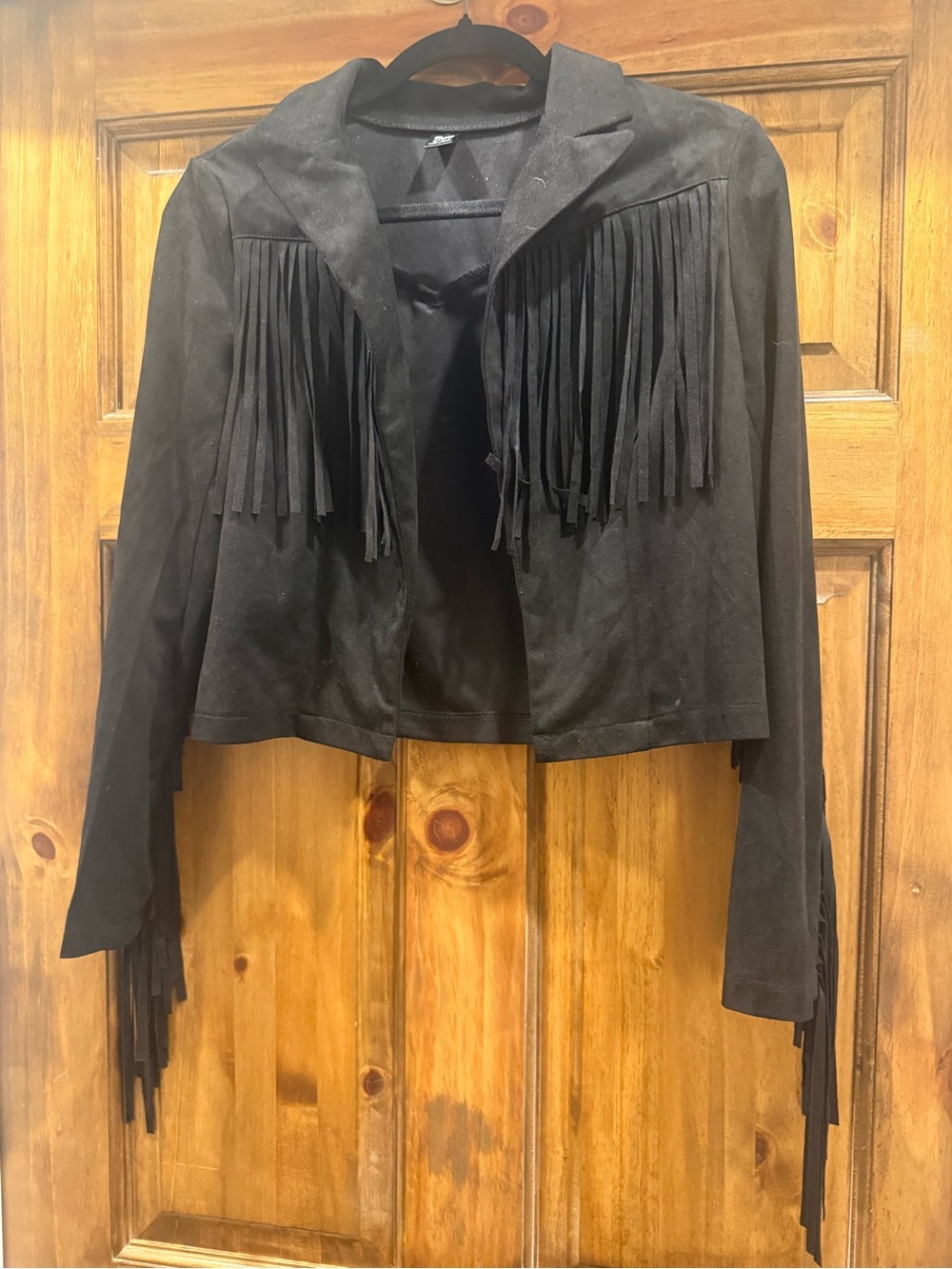 Fringed Suede Moto Jacket - Black